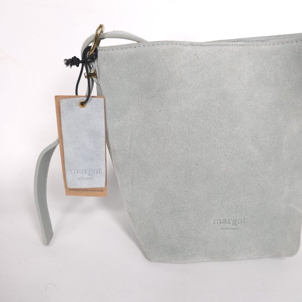 NEW Margot NEW YORK Kaye Mini Bucket LEATHER Suede Blue Crossbody‎ Bag MG3318-KU - Picture 14 of 14